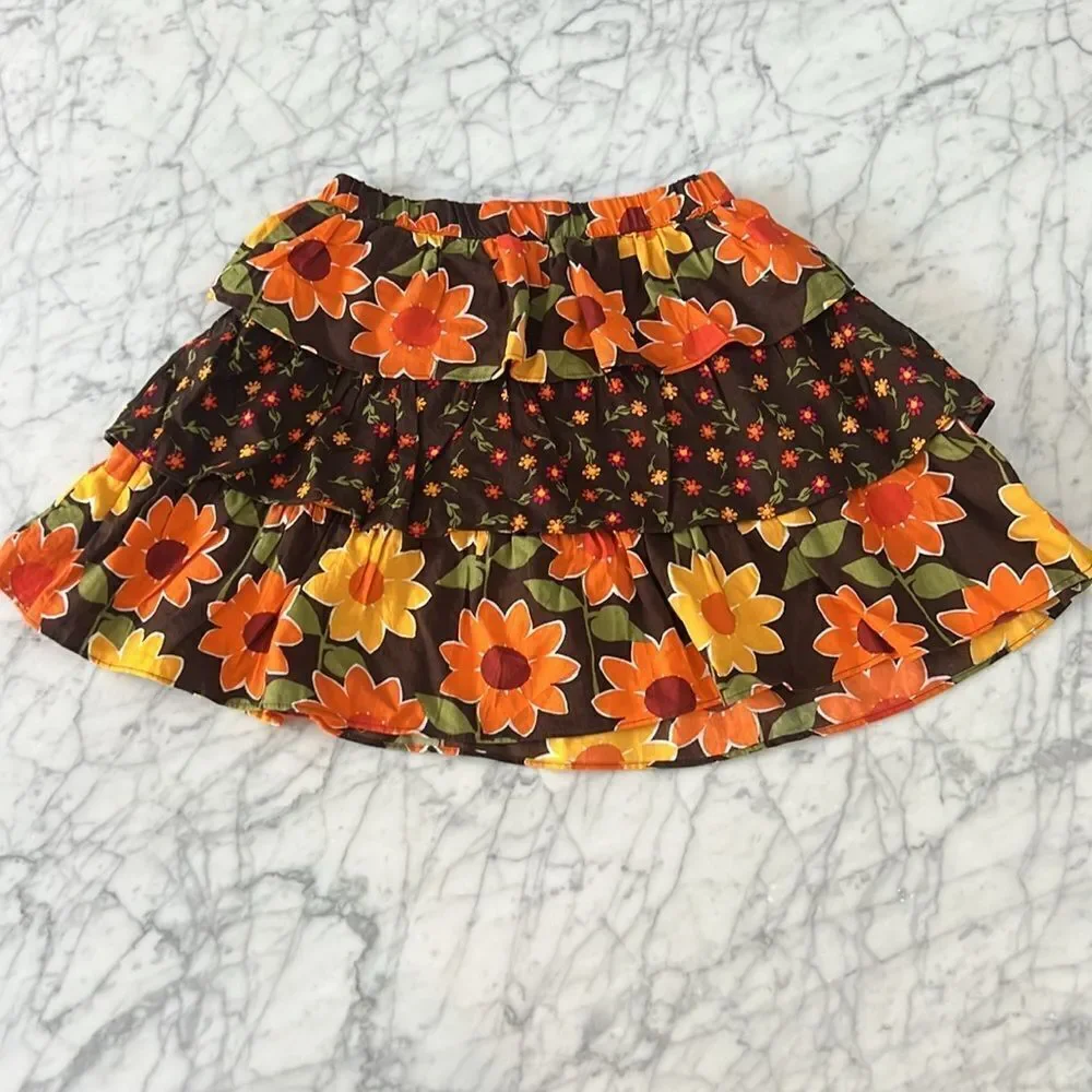 Girls Sunflower Tiered Skort - Harvest - Brown Sz 10